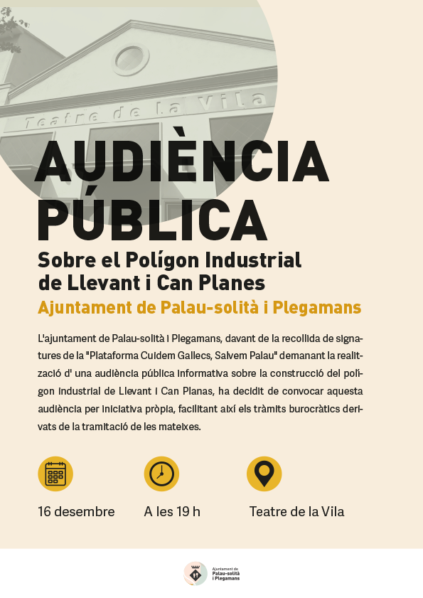 Imatge pels mitjans: Audiència Pública sobre la construcció del Polígon industrial de Llevant i Can Planas