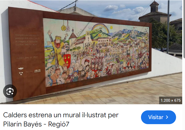 Imatge pels mitjans: Mural al nostre poble fet per Pilarín Bayés